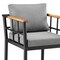 Armen Living Wiglaf Outdoor Patio Bar Stool in Aluminum and Teak with Gray Cushions 840254333055 - alternate 4